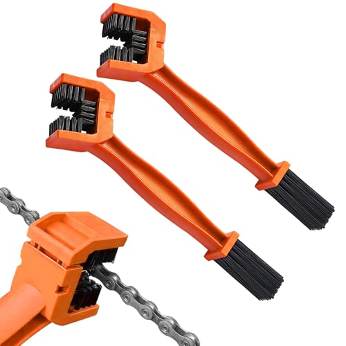 2PCS Bike or Motorcycle Chain Washer, Bicycle Cleaning Chain Double-Ended Brush, Black Durable Motor Chain Gears Cleaning Square Head Brushes, Universal Cleaning Tool (Orange/2PCS) - color: Orange/2PCS