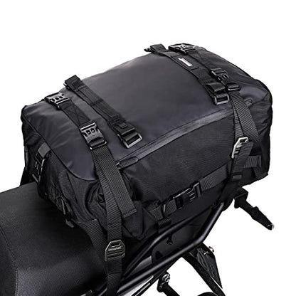 Waterproof Motorcycle Tail Bag 30L Motorbike Rear Rack Storage Bag Saddle Pannier for Touring Adventure Commuting Black - size: 30L