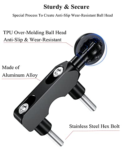 BRCOVAN Aluminum Alloy Mount Base with 1'' TPU Ball | for Motorcycle Brake/Clutch Reservoir, Fit for RAM Mounts B Size 1'' Ball Double Socket Arm & Bike Motorcycle Phone Holder