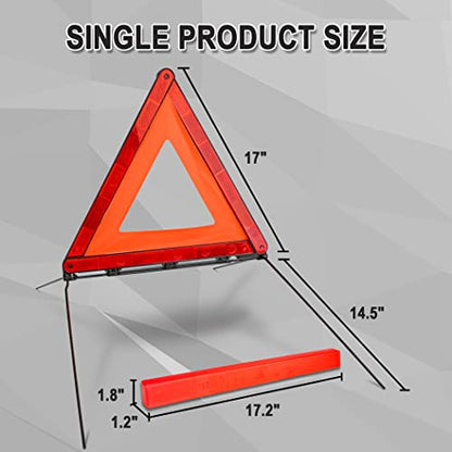 CARTMAN Foldable Warning Triangle Emergency Warning Triangle Reflector Safety Triangle Kit, Pack of 3, with Storage Case - size: Four Leg Base