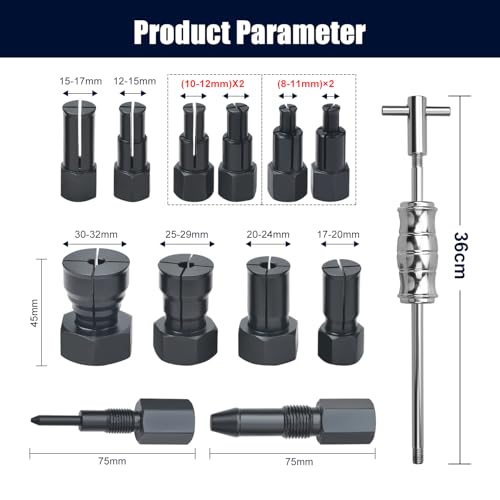 LainKeen 13pcs Blind Hole Collet Bearing Puller Set, Internal Bearing Extractor Puller Kit Slide Hammer Bearing Puller Set with Expandable Collets 8-32MM Insert Bearing Remover Set Tool - size: 13PC 2X(8+10mm)