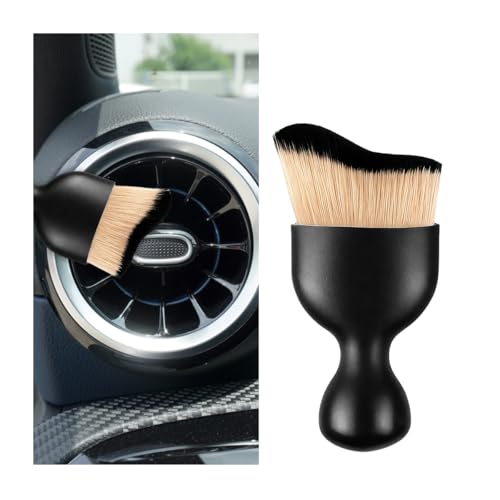 Car Interior Detailing Brush, Curved Soft Bristles Vehicle Removal Dust Collectors, Scratch-Free Automotive Cleaning Tool Accessories, Universal for Truck SUV Sedan (Brown/Black) - color: Brown/Black