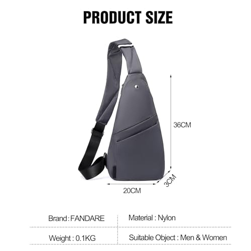 FANDARE Lightweight Sling Bag Men Chest Pack with Reflective Strips Women Versatile Motorcycle Crossbody Bags Cover Shoulder Carry Body Wallet for Hiking Running Outdoor Travel Daypacks Grey - color: Grey