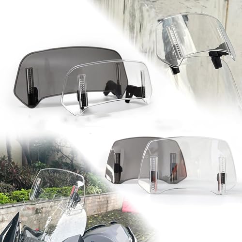 Windscreen Extension Suitable for VF1100C 1983-1985, Motorcycle Windshield Spoiler Deflector Clip On High Clarity Premium Material,Transparent-L