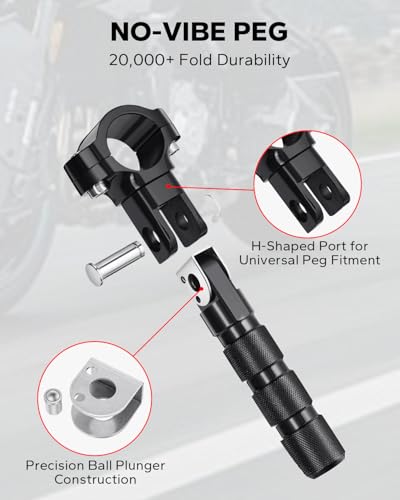 Amazicha Motorcycle Foot Pegs 1"&1.25" Highway Pegs Stainless Steel CNC Aluminum Adjustable Fit for Harley Davidson Street Glide Road King Road Glide Softail Dyna Sportster 1-1/4" Engine Guard, Black - color: Black