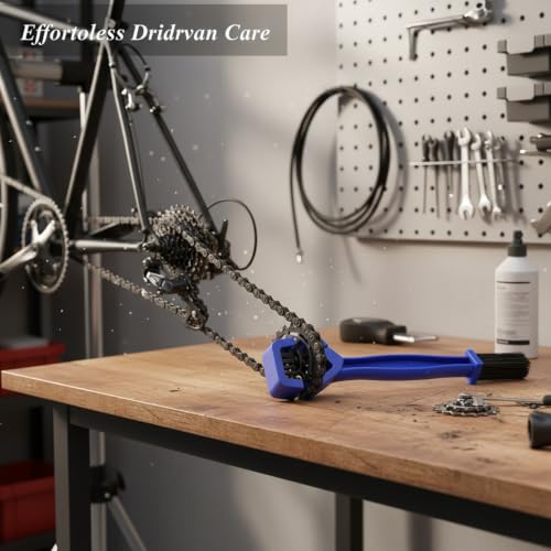 Double-Headed Bike Chain Brush - Durable PP Plastic Drivetrain Tool for Bicycle & Motorcycle Care - color: Blue