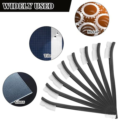 10PCS Double Ended Nylon Cleaning Brushes, Small Brush for Detail Cleaner Double-Ended Detail Clean Brush Set Crevice Cleaning Tool -Black & Transparent Nylon Brushes for Jewelry Cars Tight Spaces