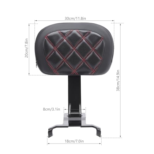 Motorcycle Rear Passenger Backrest Fit for Can-Am Ryker 600/900/Rally Edition 2019-2026, Ryker Sport 2022-2026, 15 Inches Detachable Backrest Pad with Mount Kit, Replace #219400843 (Red Line) - color: Red Line