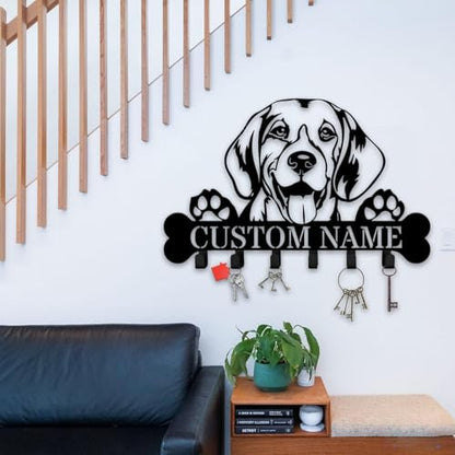 Custom Beagle Key Holder Wall Rack, Beagle Metal Hooks for Keys and Coats, Dog Wall Hanger for Entryway or Home (Beagle Dog Key Holder) - color: Beagle Dog Key Holder