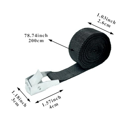 10 Pack Cam Buckle Straps, Lashing Straps with Buckles Adjustable, 1" x 78" Cam Buckle Tie Down Straps for Securing Luggage, Cargo, Bicycles, Motorcycles - size: Black 1" x 78"
