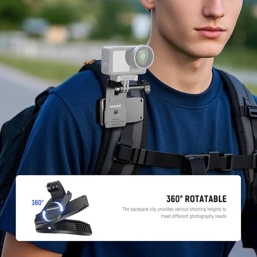 NEEWER Accessory Set Compatible with GoPro Hero Insta360 DJI AKASO Action Camera, Quick Change Head Strap Head Strap Holder, Chest Strap, Backpack Hat Clip Holder & 360° Wrist Strap for GP-75 - style: GP-75 Accessory