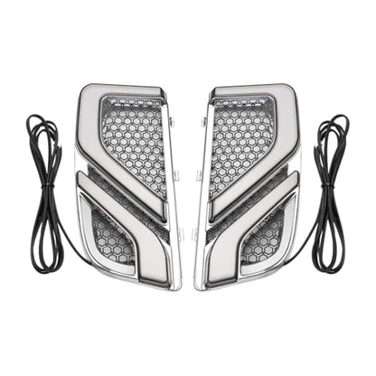 KEMIMOTO Motorcycle LED Turn Signal Running Light for Fairing Lower Grills Compatible with Touring Electra Glide Ultra Limited Road Glide 2014-2022 2023 2024 2025 1 Pair Chrome - color: Chrome