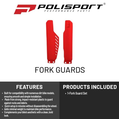 Polisport Fork Guards for Honda CRF250R, CRF450R, CRF450RX (2019-2025) Red, Durable Off-Road Fork Protectors