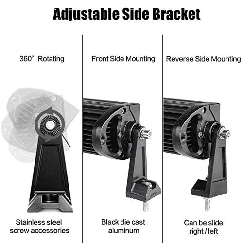 LED Light Bar Side Mounting Bracket Base Mounting Universal Bracket 2PCS Rubber Pad Brackets kit for Mounting Straight or Curved LED Light Bar from 7 inch up to 52 inch (Pack of 2) - size: Light Bar Adjust Bracket-Side