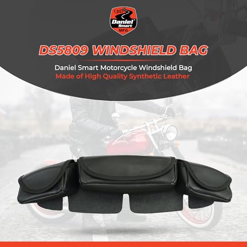 Daniel Smart Motorcycle Windshield Bag for Harley Touring 1996-2013, 3-Pocket Windscreen Bag Compatible with Electra Glide, Street Glide FLHX FLH, Trike Models (3-Pockets) - style: 3-pockets