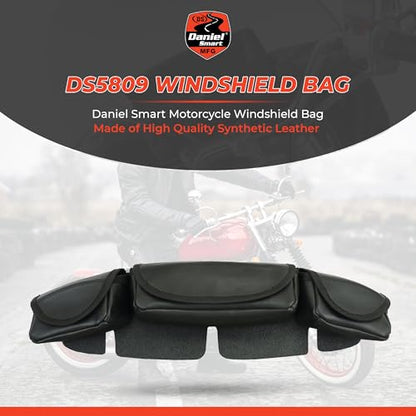Daniel Smart Motorcycle Windshield Bag for Harley Touring 1996-2013, 3-Pocket Windscreen Bag Compatible with Electra Glide, Street Glide FLHX FLH, Trike Models (3-Pockets) - style: 3-pockets