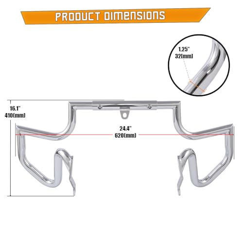 Kinglemc Crash Bar Engine Guard Highway Freeway Bar for Harley V-Rod Vrod Night Rod Muscle VRSC VRSCF VRSCA (Chrome) - color: Chrome