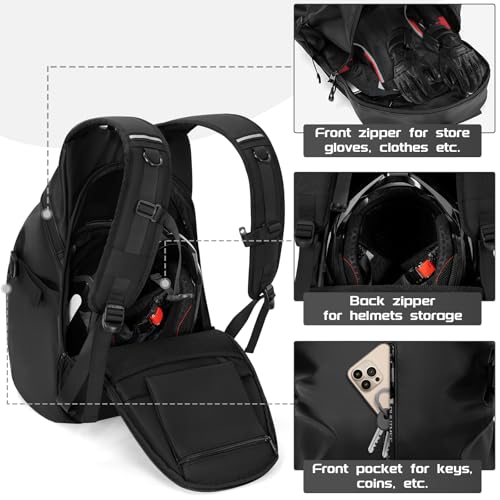 Motorcycle Backpack, Waterproof Helmet Backpacks for Men Large Capacity Storage Motorcycle Bag with Reflective Stripe - size: Medium