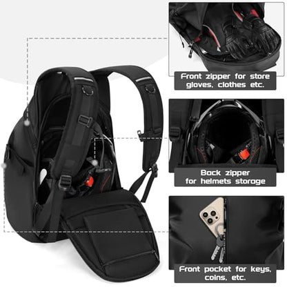 Motorcycle Backpack, Waterproof Helmet Backpacks for Men Large Capacity Storage Motorcycle Bag with Reflective Stripe - size: Medium