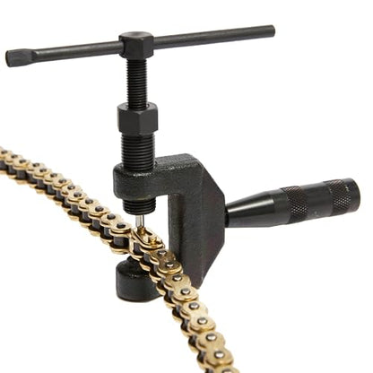 428H Motorcycle Chain 122 Links, Heavy Duty Reinforced Drive Chain, Rust-Resistant, Pre-Oiled, Standard Non O-Ring, Includes 4Pcs Master Links & Chain Breaker Tool - size: 428H-122L Chain Breaker Set