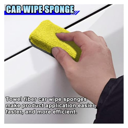12PCS Ceramic Coating Applicator Sponge, 4.13'' x 1.84'' Microfiber Car Detailing Applicator Pads, Rectangular Car Foam Cleaning Pad, Auto Polishing Pad for Wax, Paint, Sealant (Yellow) - color: Yellow