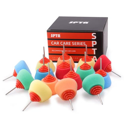 SPTA Mini Buffing Polishing Pads, 15Pcs Car Detail Mini Polisher Foam Pads, Detail Polishing Pads Used on Drill and Rotary Tools, for Small Area Detailing Polishing Waxing, Sealing Glaze - color: Mix Color Sets, style: Flat Pad