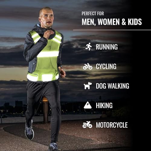 Mesh Reflective Running Vest with Inside Pocket & 2 Bands, Pink Small - color: Yellow, size: Large