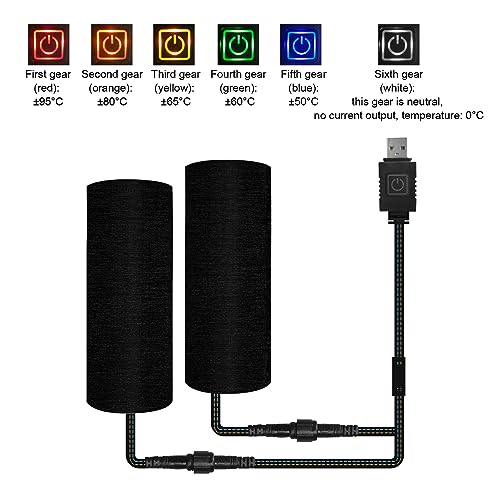 RiToEasysports Heated Motorcycle Grip Cover, Aramid Fiber, 6 Temperature Settings, USB Powered, Fits Motorcycles and ATVs