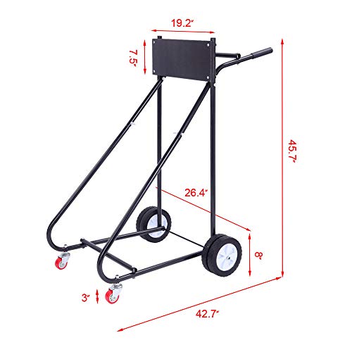 TUFFIOM Outboard Boat Motor Stand, Engine Carrier Cart Dolly for Storage, 315lbs Weight Capacity, w/Wheels (Black) - color: Black