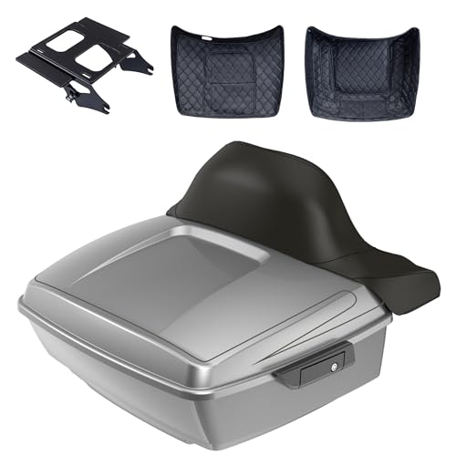 Advanblack 2024 Road Glide King Tour Trunk Pack Vechicle Bag Compatible with Motocycle Harley Touring CVO Road Glide, Street Glide, 2023.5 2024 2025 Mounting Rack, Backrest & Liners (Dark Platinum) - color: Dark Platinum