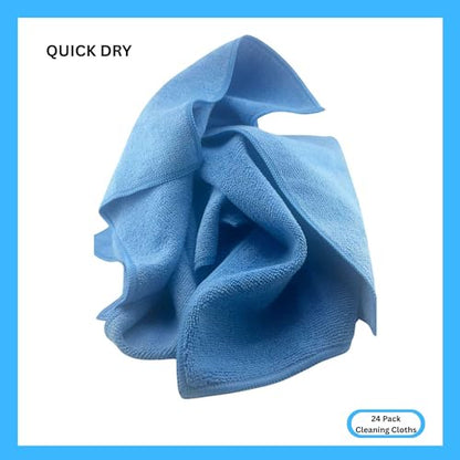 Microfiber Cleaning Cloth for Kitchen & households, Towels for Cars. (300gsm) (Pack of 24 Blue) - color: Blue