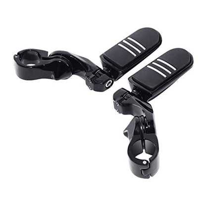 SLMOTO Streamliner Footpegs+Short Angled Adjustable Highway Peg Mount Kit Fits for Street Glide Road King Electra Glide with 1.25" Engine Guard 1 1/4 Highway Bar Black - color: Black