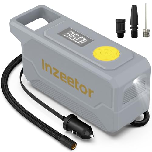 150 PSI Tire Inflator Portable Air Compressor, 12V DC Auto Shutoff Air Pump with Digital Pressure Gauge and Emergency LED Light for Car Tires, Bicycle & Balloons, Gray - color: Gray