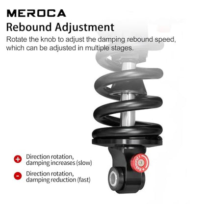 MEROCA Adjustable Air Spring Coil Over Shock Absorber for Mountain Bikes, 190-265mm, 550LBS Spring, Rebound, Compression, Preload, and Air Pressure (200-300 PSI) Fits MTB/Downhill/eBikes - size: 230mm*550lbs