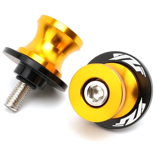 2pcs 6MM M6 X1.5 Motorcycle Swing arm Sliders Spools CNC Swing Arm Stand Screw for Yamaha YZF R1 R3 R6 R25 R1000 (Gold) - color: Gold