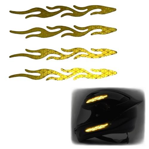 customTAYLOR33 High-Intensity Grade Premium Reflective Tribal Flame Helmet Decals, Motorcycle Safety Sticker Decals (Yellow/Gold) - color: Yellow/Gold