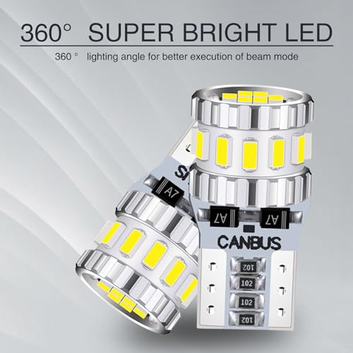 gunhunt Pack-2 Car Wide Lights, 3W Led Light Bulbs, Aluminum Reading Lights, License Plate Lights, Instrument Lights, Auto Bulb Replacements, Universal for Most Cars, Trucks, SUVs (White #1702) - color: White #1702