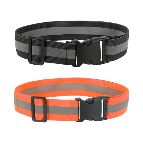 Reflective Safety Belt, Adjustable High Visibility Glow Belt Outdoor Running Gear Accessories - color: Fluorescent Orange/Black
