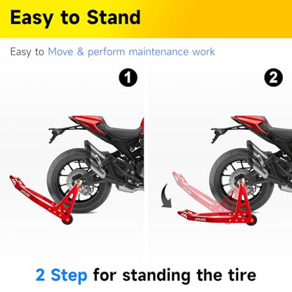 Aluminum Motorcycle Stands Front and Rear 880lbs Heavy Duty Wheel Lift Combo Swingarm Spool Peddock Stand for Yamaha Honda Kawasaki Suzuki U+L Red - color: Red
