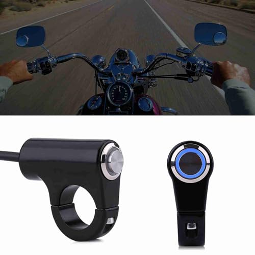 Motorcycle Headlight Handlebar Switch Control, Horn Momentary Button Universal 22mm Handlebar Mount Switch Push Button Headlight Brake Fog Lights ON/Off(ON/Off Button) - color: ON/OFF Button