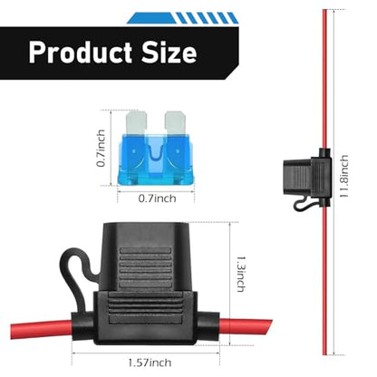 2PCS Inline Fuse Holders, 16 AWG Car Gauge Inline Fuses, Waterproof Fuse Holder with Standard Blade Fuses for Automotive, Marine, Golf Cart Lighting, Electrical Circuits - color: blue