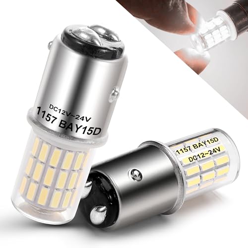 Heifymi DC12-24V 1157 Led Brake Light Bulb, BAY15D 7528 2057 2357 3 Watt Super Bright 6000K Xenon White LED Replacement Backup Reverse Daytime Running Light for Car Camper RV Trailer Boat, 2 Pack - color: 6000K Daylight White, size: BAY15D