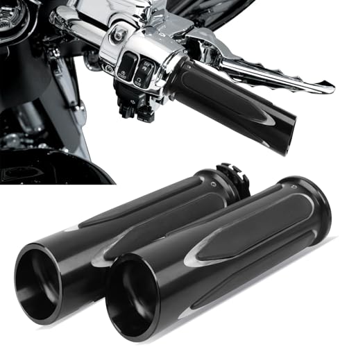 JMTBNO Motorcycle Grips 1" 25mm Handlebar Hand Grips Compatible with Harley Touring Road King Street Glide Electra Glide Road Glide Street Bobber Softail Fatboy - color: Black