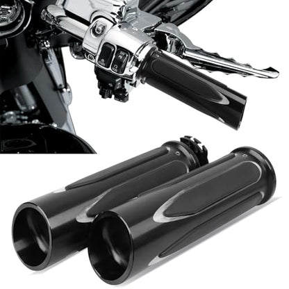 JMTBNO Motorcycle Grips 1" 25mm Handlebar Hand Grips Compatible with Harley Touring Road King Street Glide Electra Glide Road Glide Street Bobber Softail Fatboy - color: Black