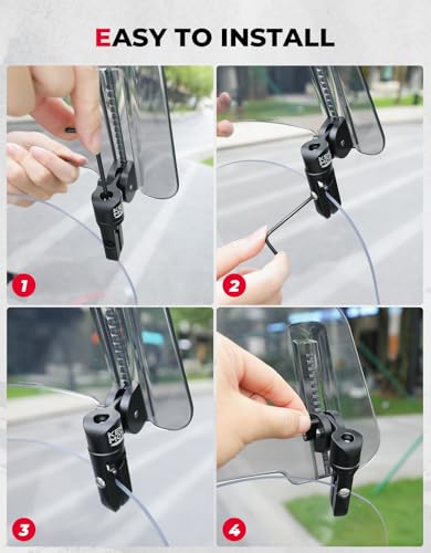 KEMIMOTO Motorcycle Windshield Extension, Upgraded Aluminum Metal Heightened Spoiler Clip, Universal Adjustable Wind Deflector Windscreen Visor Smoke Gray