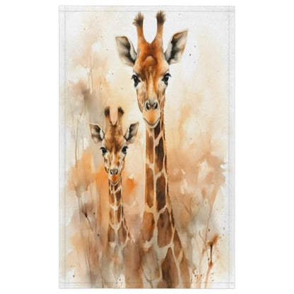Watercolor Giraffe Kitchen Towels Set of 2 Absorbent Drying Dish Towels for Home and Bathroom - color: Brown