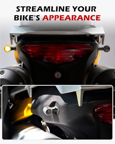 Small Round LED Turn Signals Motorcycle Blinkers Black Amber Light Universal for Cruiser Bobber Street Bike Cafe Racer Motorbikes (A-Black-Amber) - color: A-Black-Amber