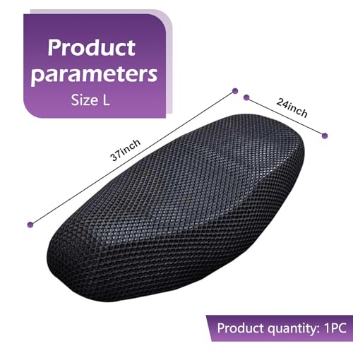 Motorcycle Seat Cover, Waterproof & Non-slip Seat Protective Cover, Honeycomb Breathable Mesh Fabric Protective Pad, Universal for Most Motorcycle, Scooter, Moped, E-bike (Black #Large) - color: Black #Large