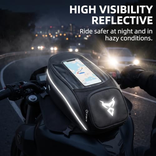 MOTOCENTRIC Magnetic Motorcycle Tank Bag, 1200D Splash-Resistant Fuel Tank Bag with Touchscreen Phone Pocket, Universal Bikers Shoulder & Handheld Storage Bag for Metal and Plastic Tanks (Green) - color: Green