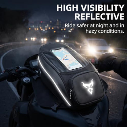 MOTOCENTRIC Magnetic Motorcycle Tank Bag, 1200D Splash-Resistant Fuel Tank Bag with Touchscreen Phone Pocket, Universal Bikers Shoulder & Handheld Storage Bag for Metal and Plastic Tanks (Red) - color: Red